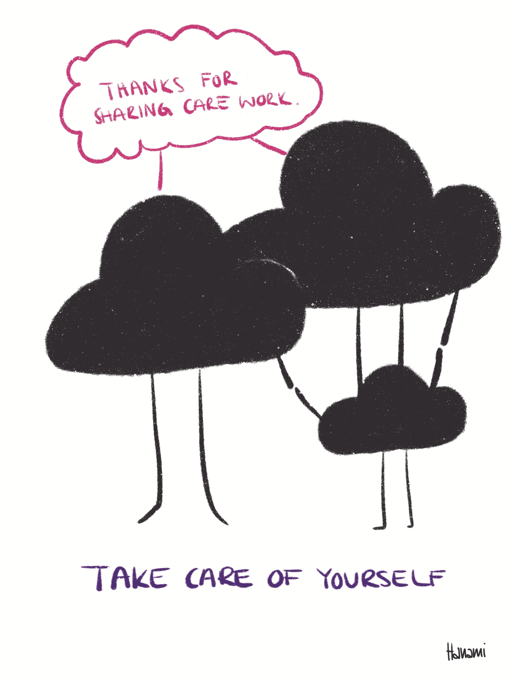 Postkarte Black Cloud - Care work