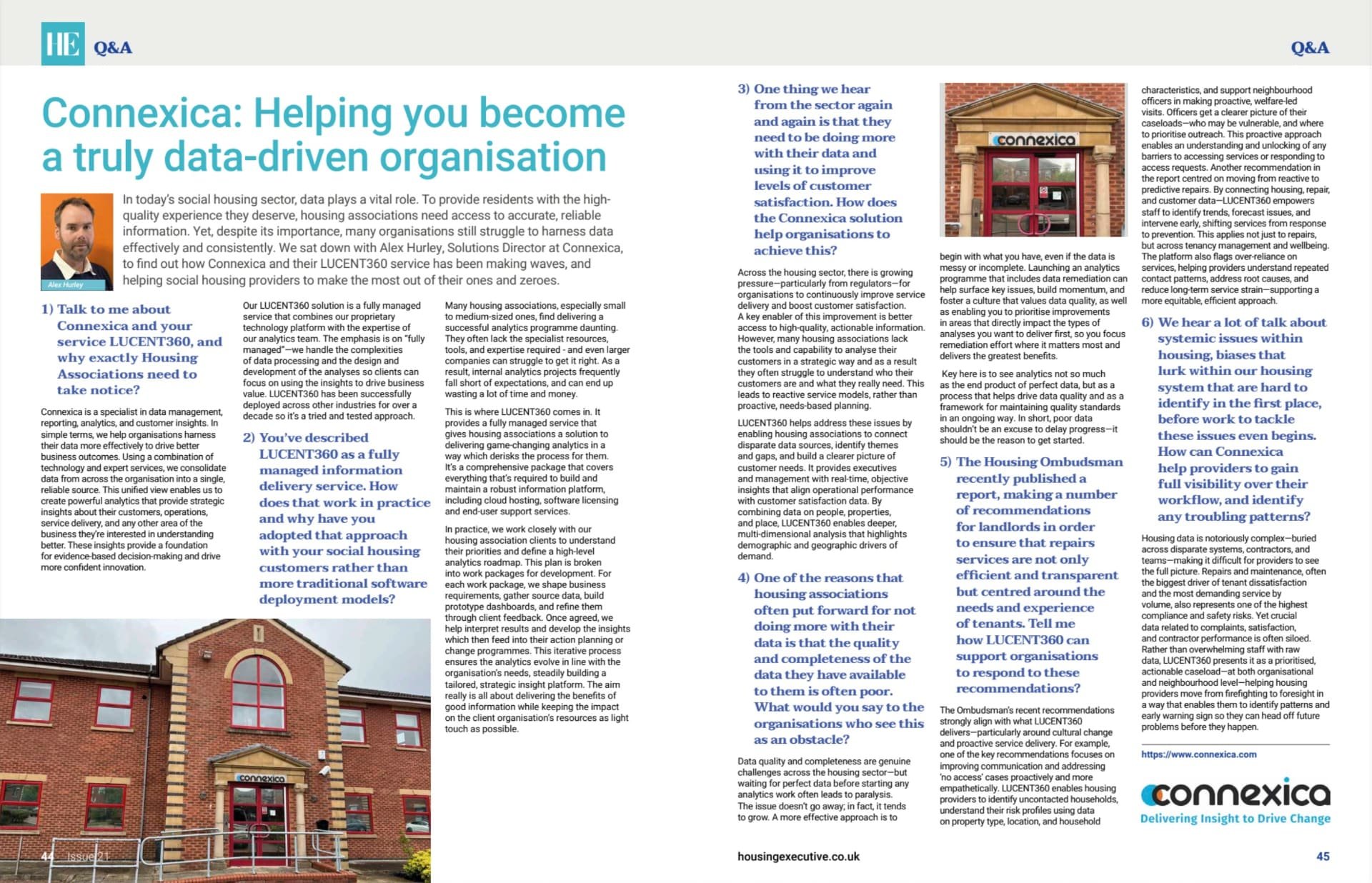 An image showing Connexica's article in the new Housing Executive magazine