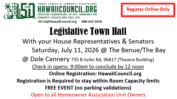 Hawaiʻi Council of Community Associations Legislative Town Hall