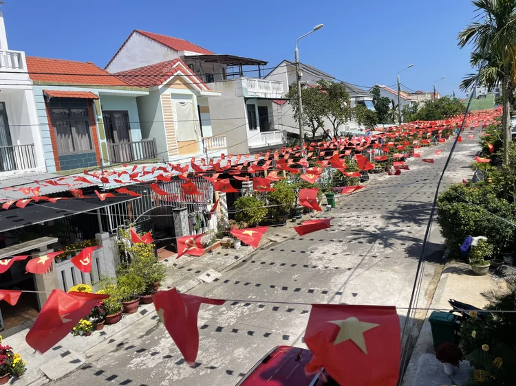 Flags fluttering for Tết