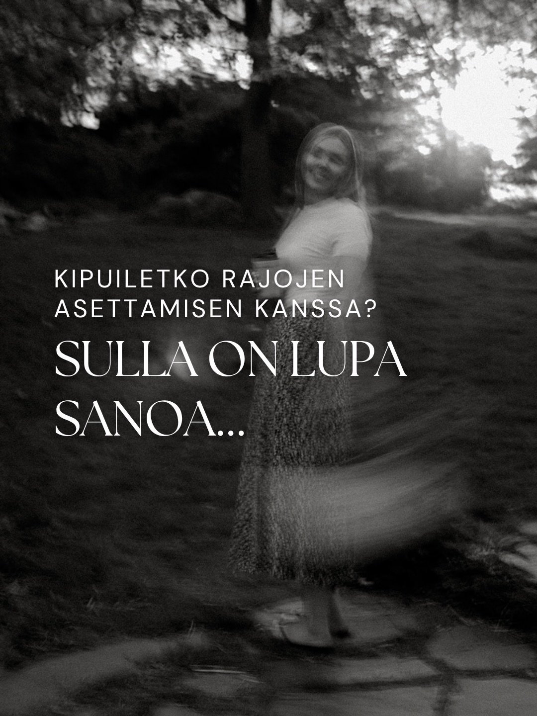 Sulla on lupa vet&auml;&auml; rajoja 🤎

Monen arki on t&auml;n&auml; p&auml;iv&auml;n&auml; aika t&auml;ytel&auml;ist&auml; ja meit&auml; vedet&auml;&auml;n moneen suuntaan. Kaikkeen ei yksinkertaisesti pysty sanomaan kyll&auml;, muuten voimavarat k