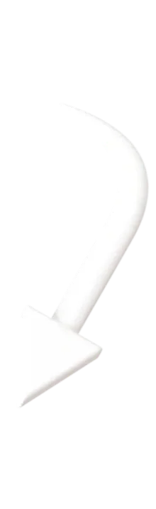 White, curved arrow pointing downward.