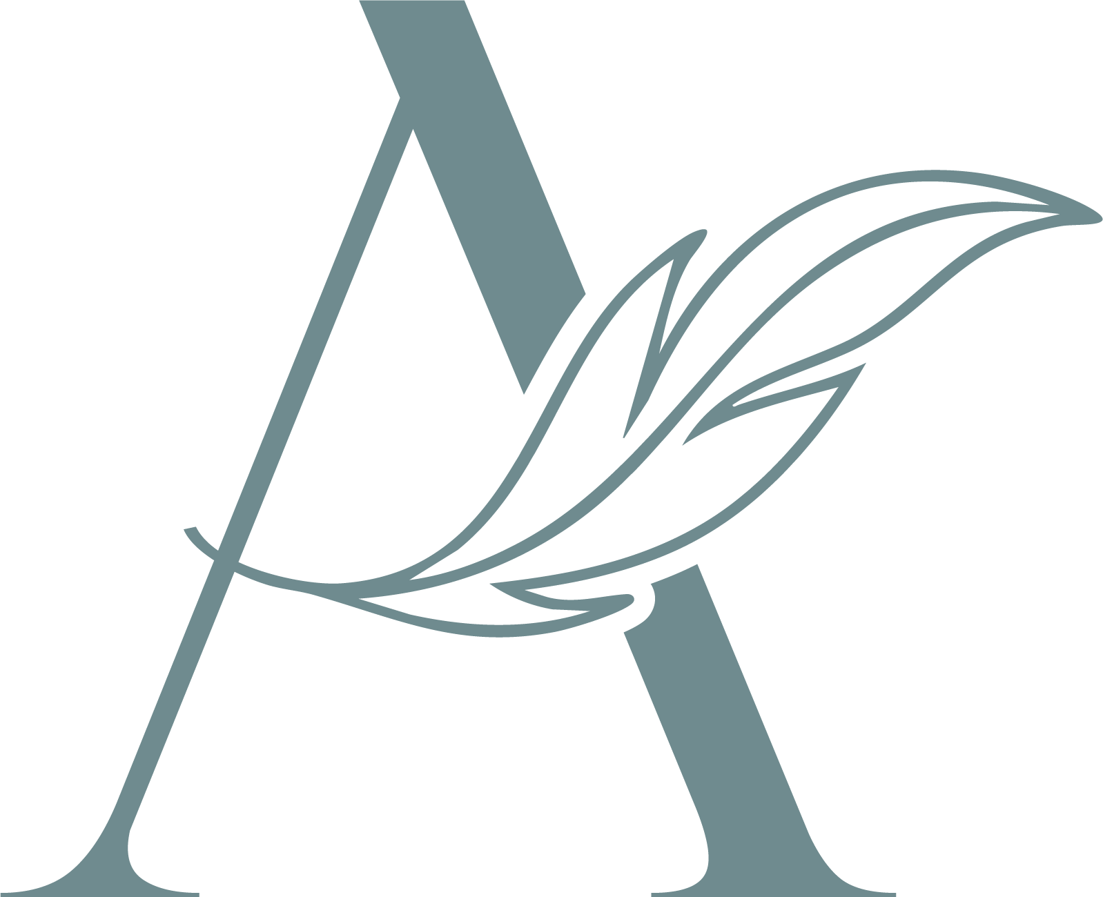 Stylized letter A with a leaf design.