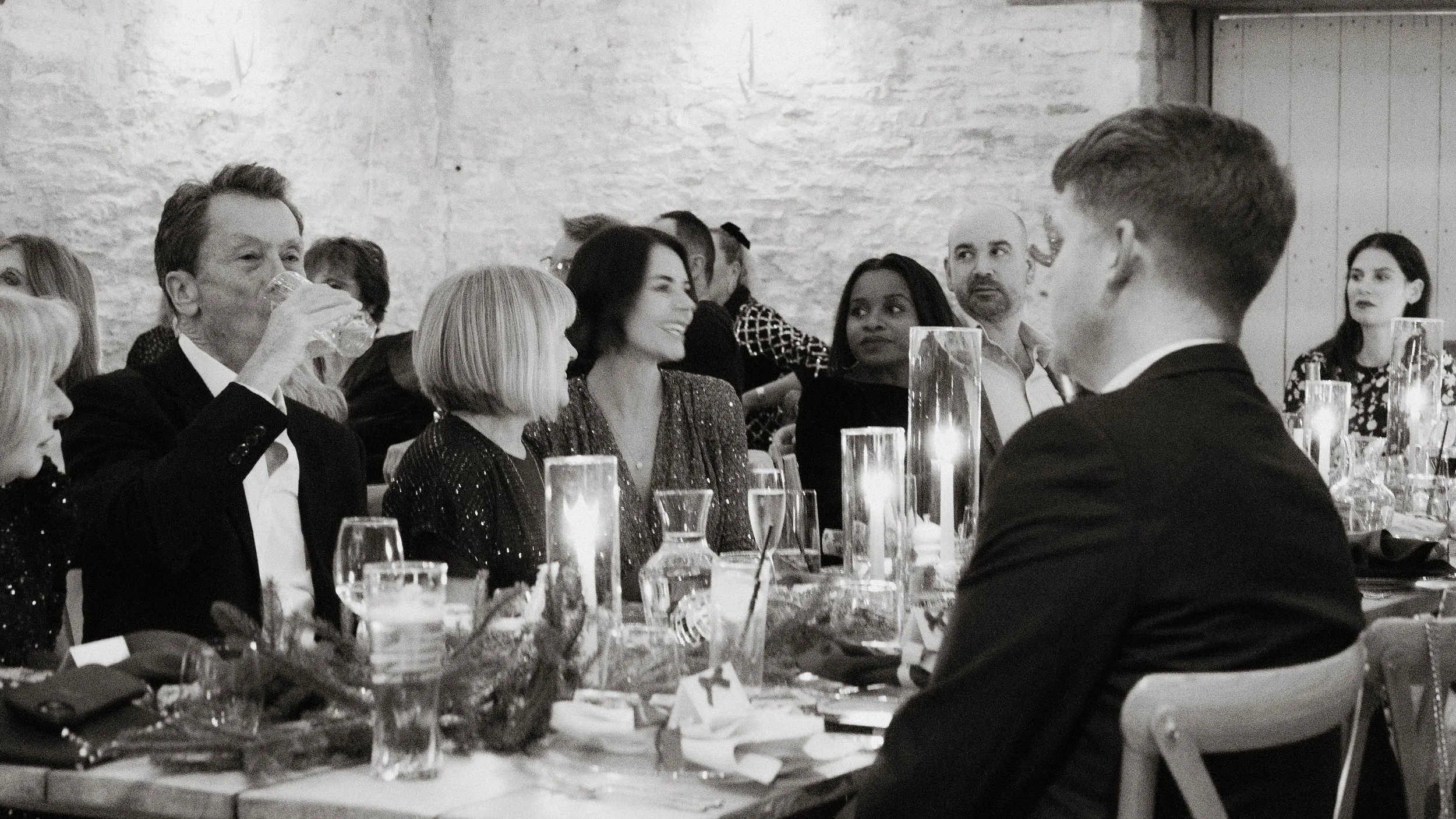 Corporate Christmas dinner at Oxleaze Barn in the Cotswolds