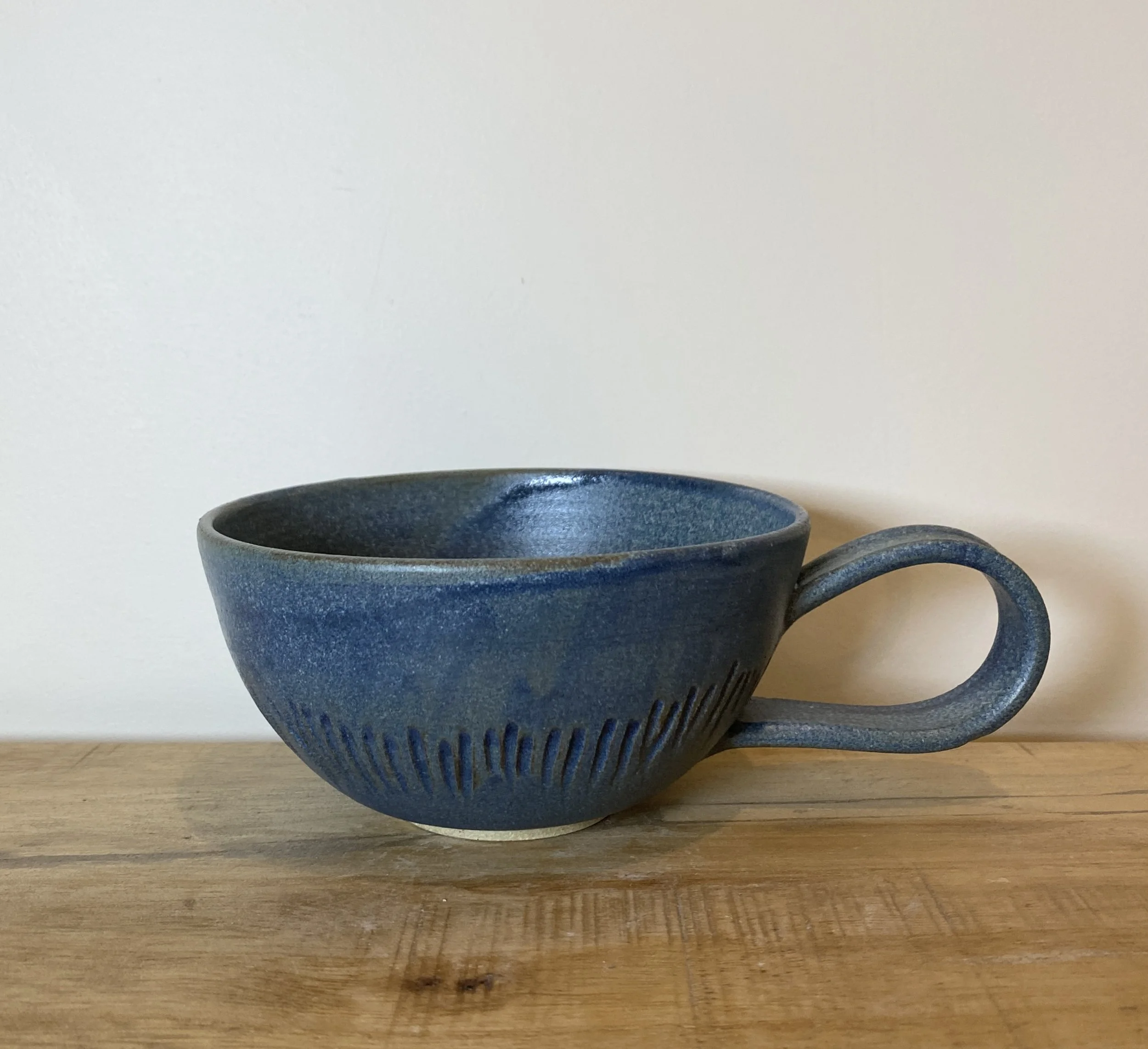 Large blue cappuccino cup