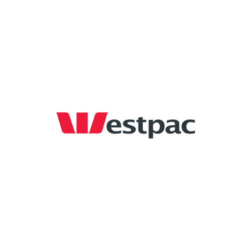 Westpac logo with red and black text on a white background