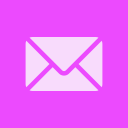 Pink envelope icon on a purple background