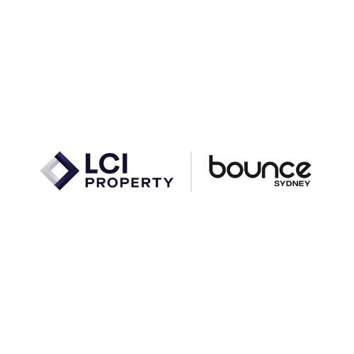 LCI Property and Bounce Sydney logos side by side on a white background.