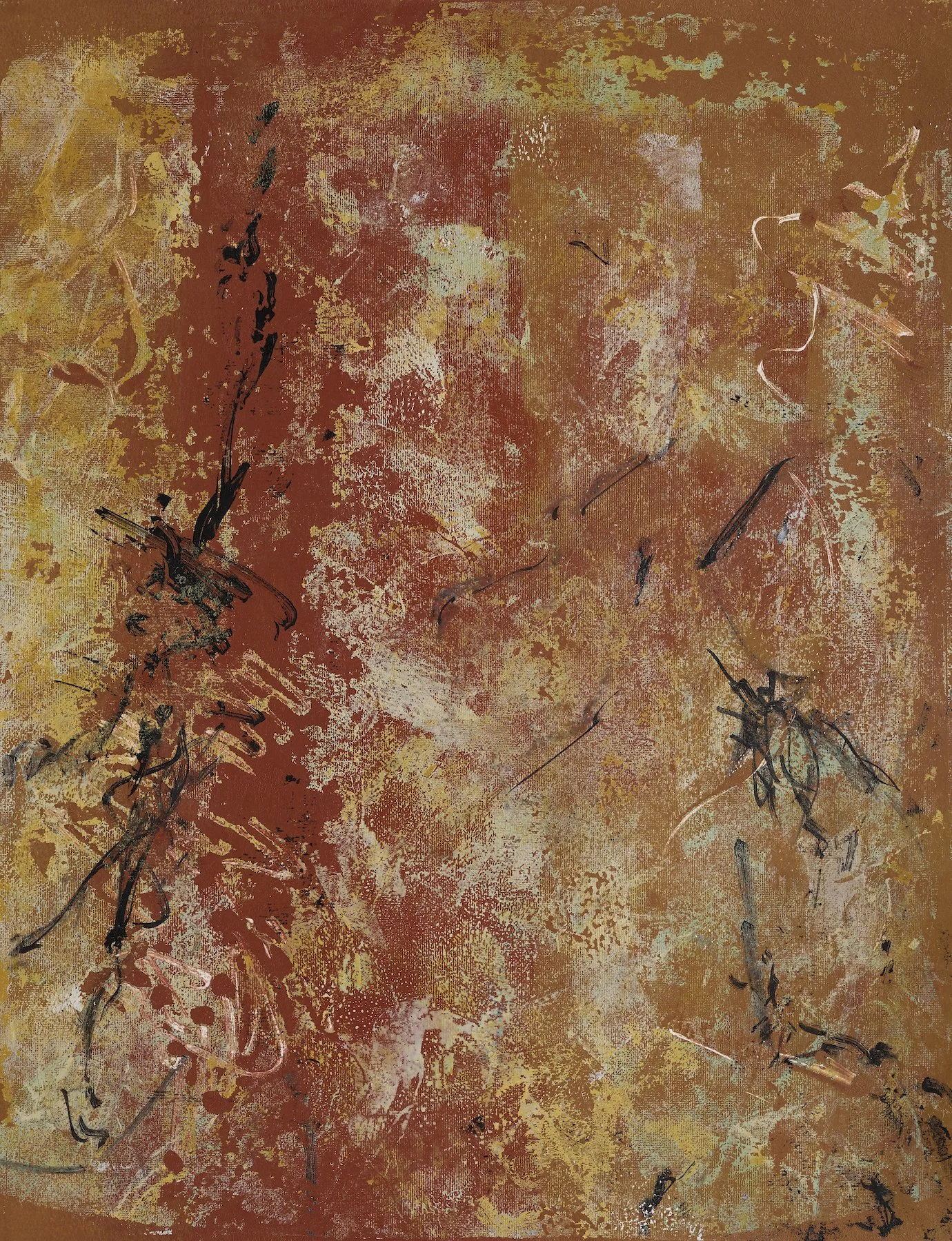 Ferrugem e Resiliêcia I, 2025. Acrylic on archival watercolor paper, matted & framed — 66.5 × 50 cm