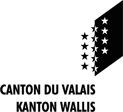Logo du Canton du Valais en noir et blanc, avec le nom en français et en allemand.