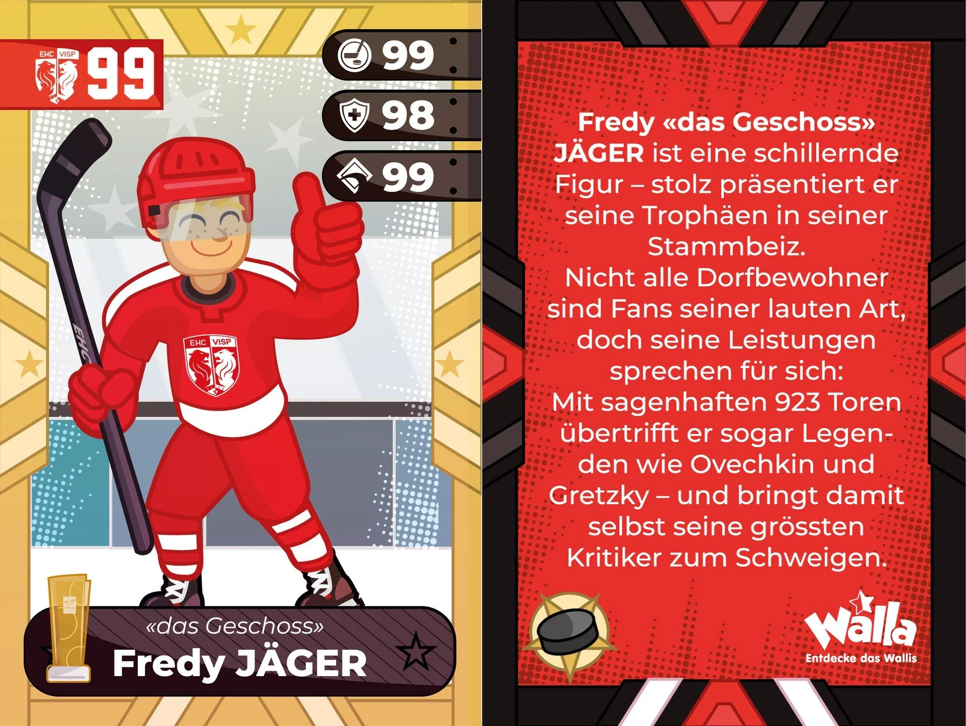 Des cartes &agrave; jouer illustr&eacute;es mettant en sc&egrave;ne des joueurs de hockey, comme de v&eacute;ritables h&eacute;ros sur glace. Chaque carte devient une petite caricature, vibrante de couleurs et d&rsquo;&eacute;nergie, qui capture l&rs