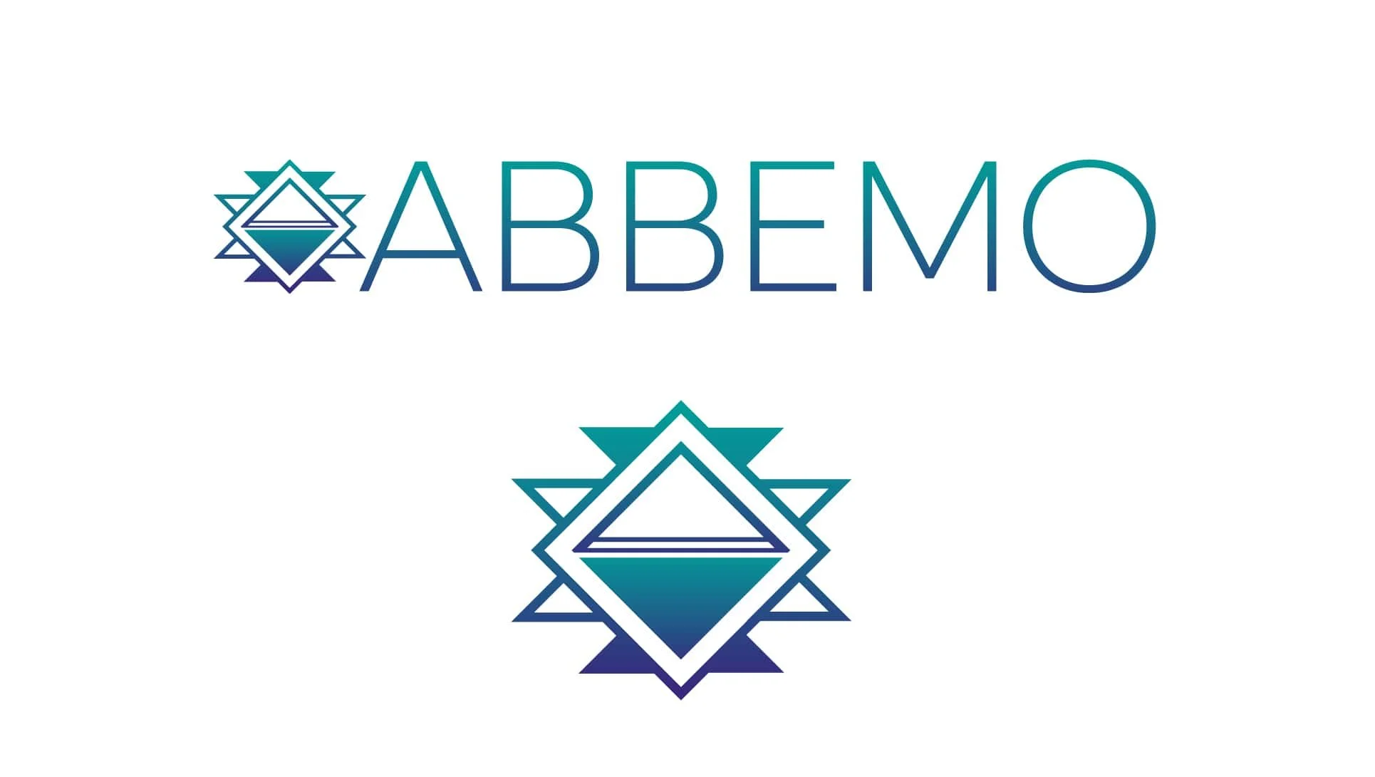 Le logo d'une entreprise de coaching et de bien-être. Le design est très graphique avec un dégradé vert-bleu, des formes géométriques rappel l'iconographie amer-indienne.