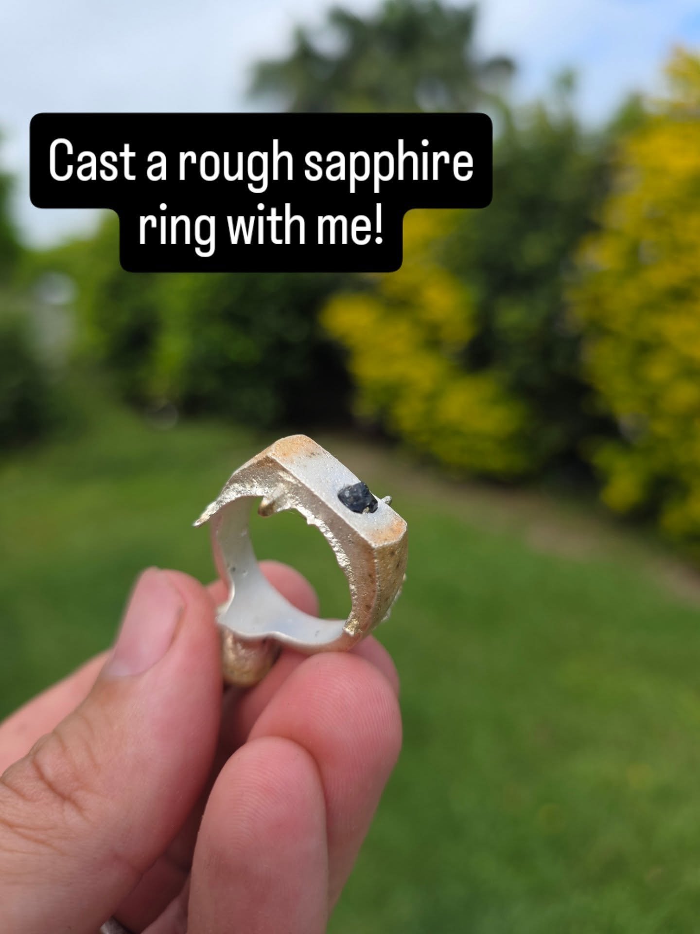 From a chunk of wax, to a funky silver ring with a cast in place, rough sapphire crystal! 
Here's a crash course in how I create my Unearthed rings 😃✌️