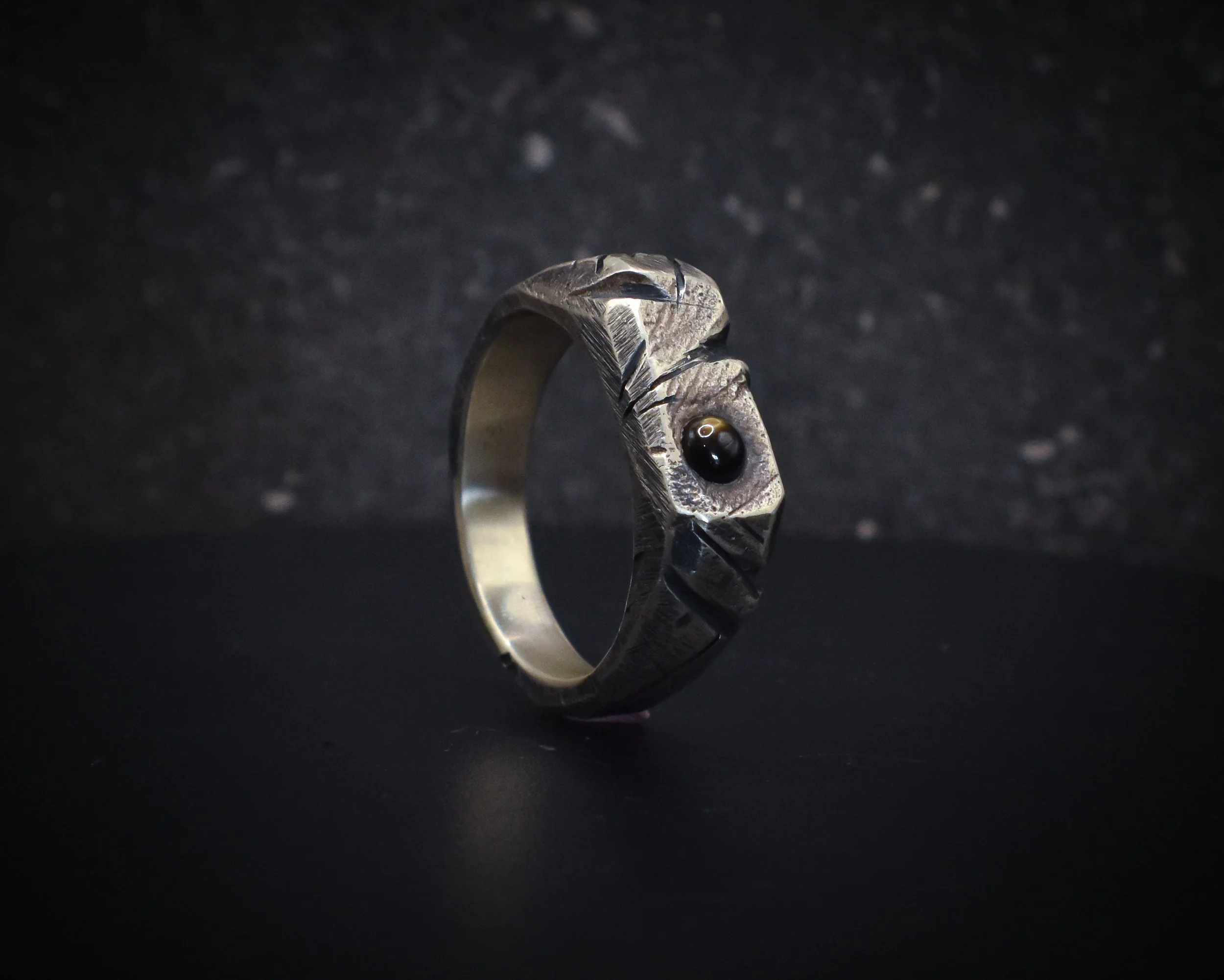 Black star sapphire Kaos ring. size 12 (X 1/2)