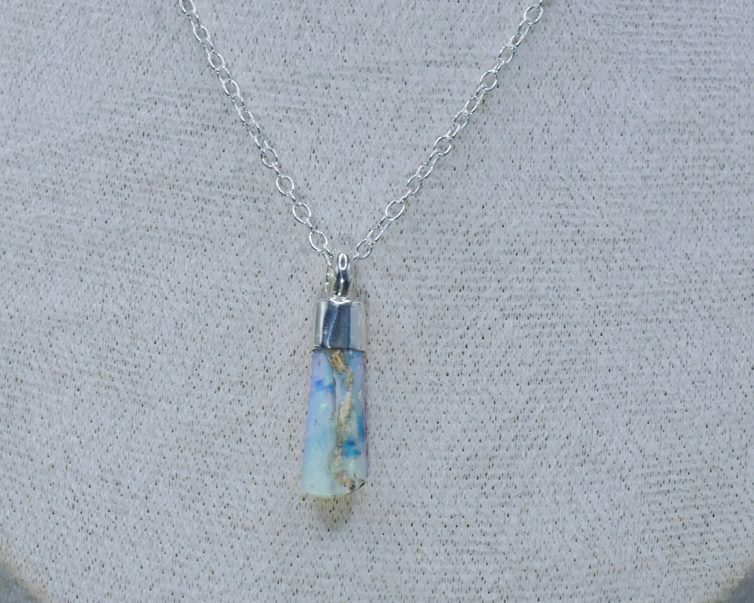 Opalised Belemnite fossil necklace