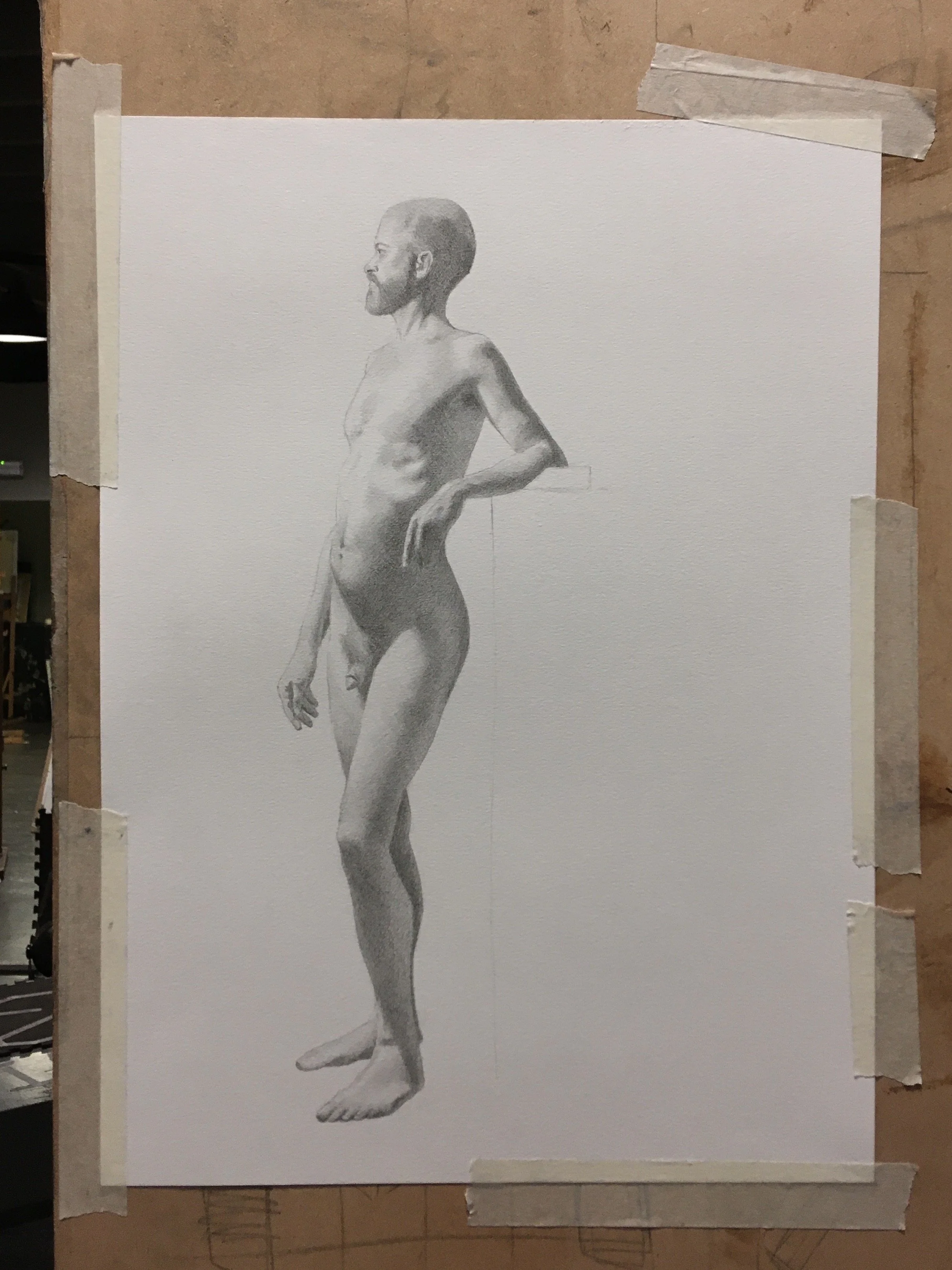Pencil drawing from life, London, 2020.