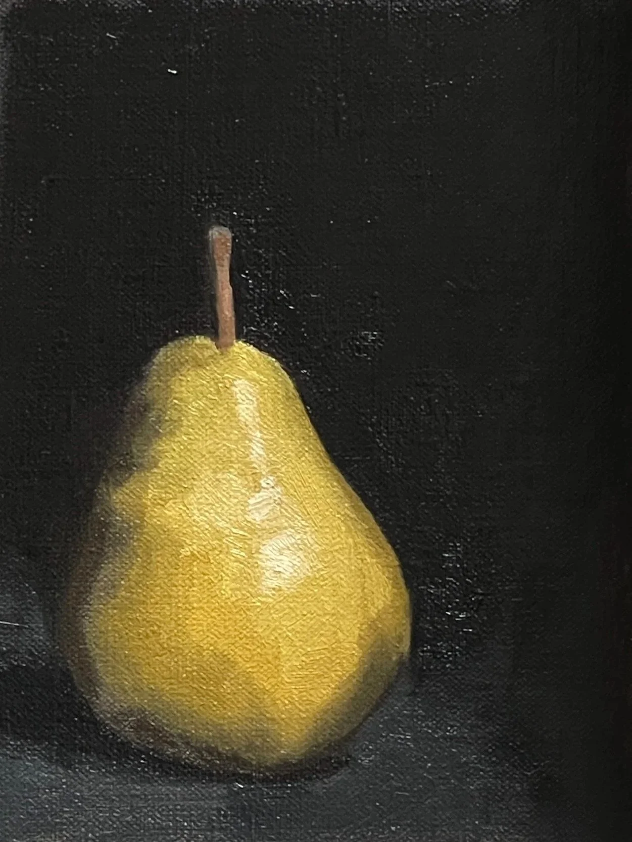 Painting of a pear in oil