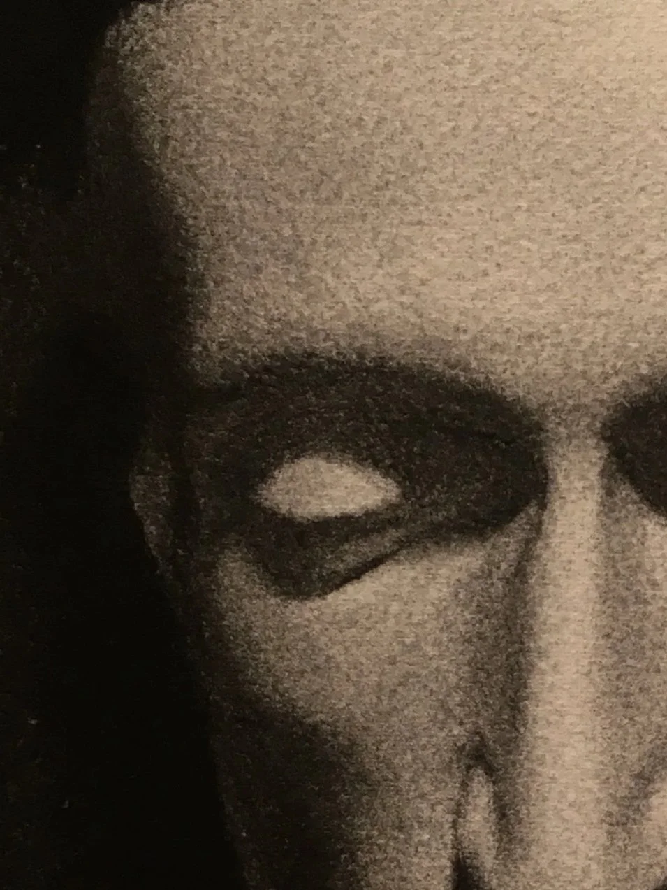 Charcoal drawing of the death mask of Leopardi, 2020.