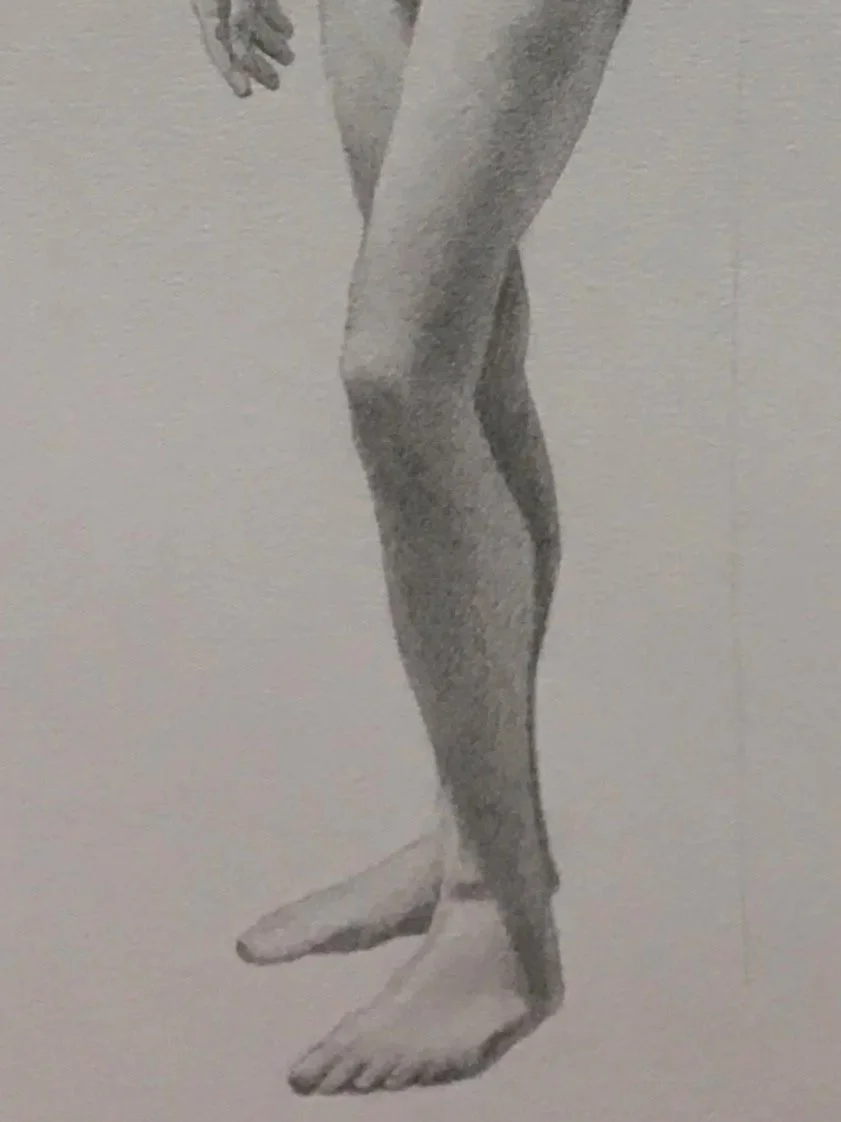 Pencil drawing of a figure from life, London, 2020