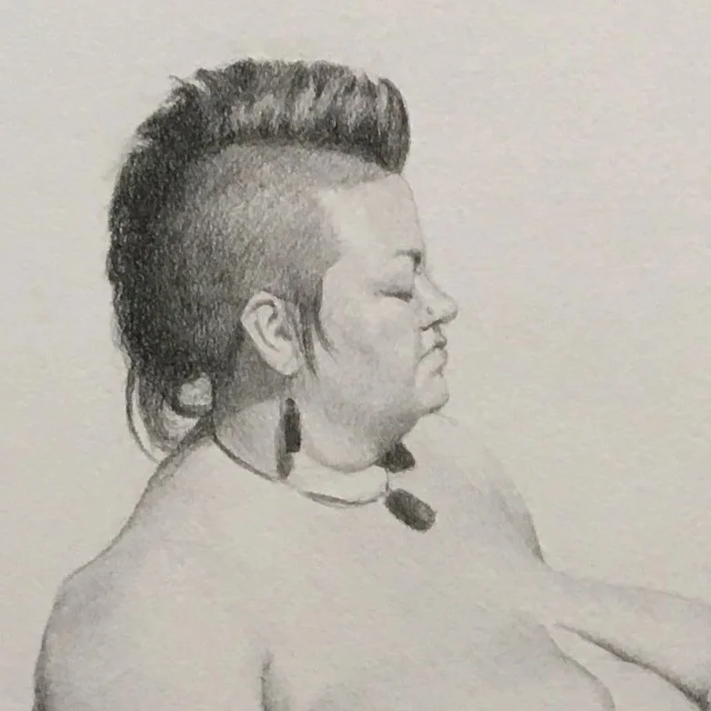 Pencil drawing from life, London, 2020.