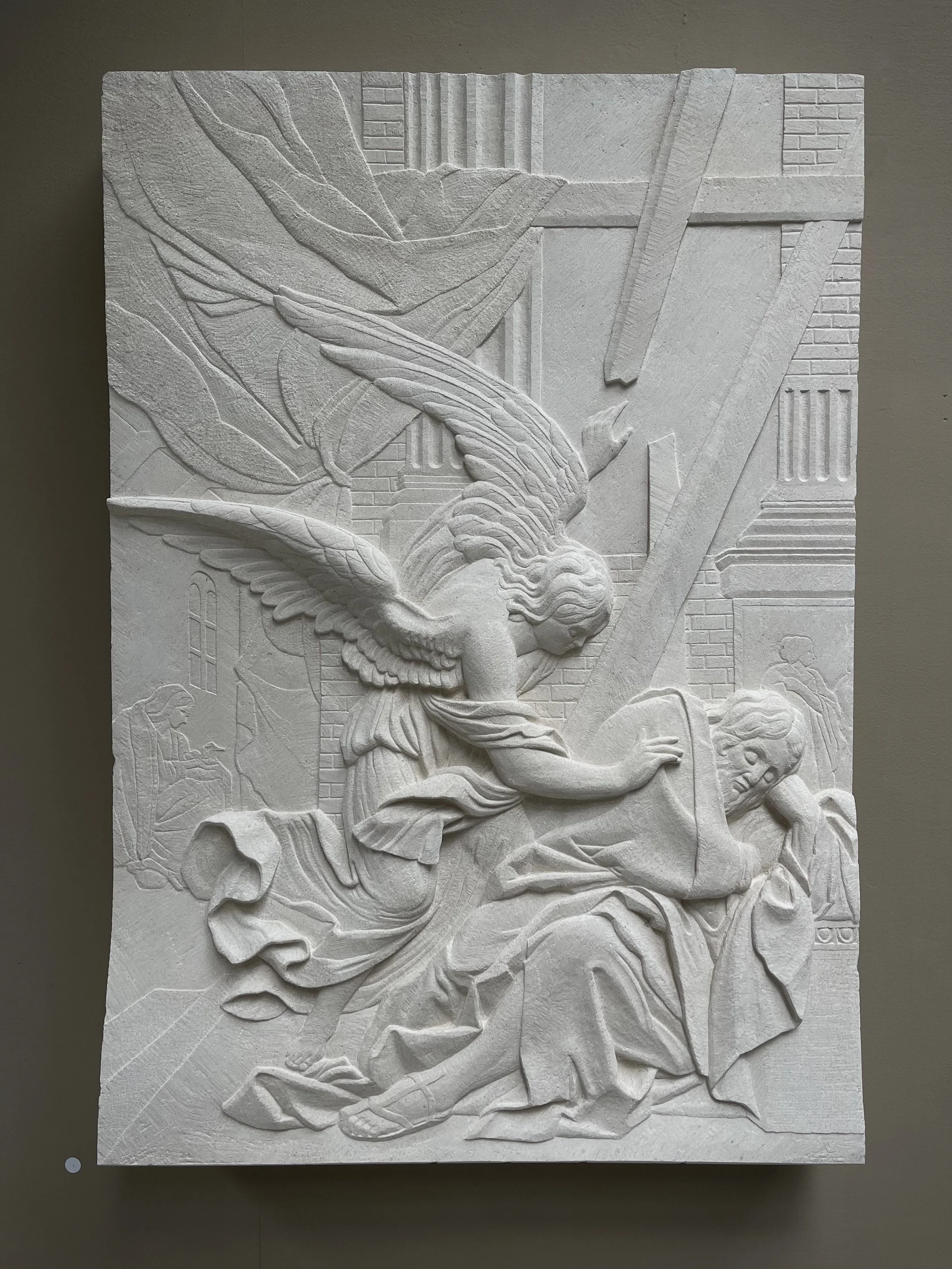 The Dream of Saint Joseph (after Vouet).
Carving in Portland stone.
90x63x8cm.
2024. For sale