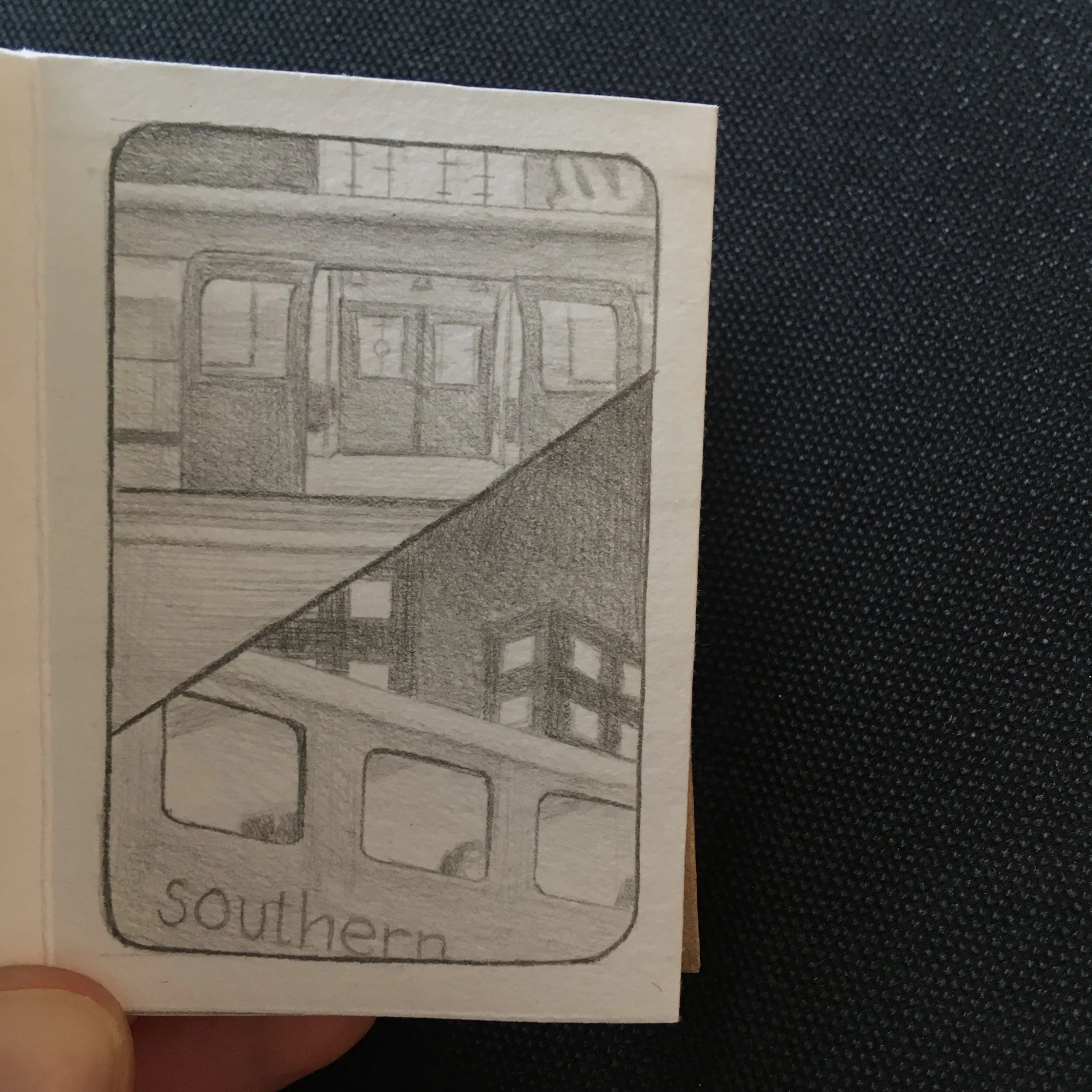 Pencil on paper illustrated short story of a train ride from Falmouth to London in the 2021 lockdown.