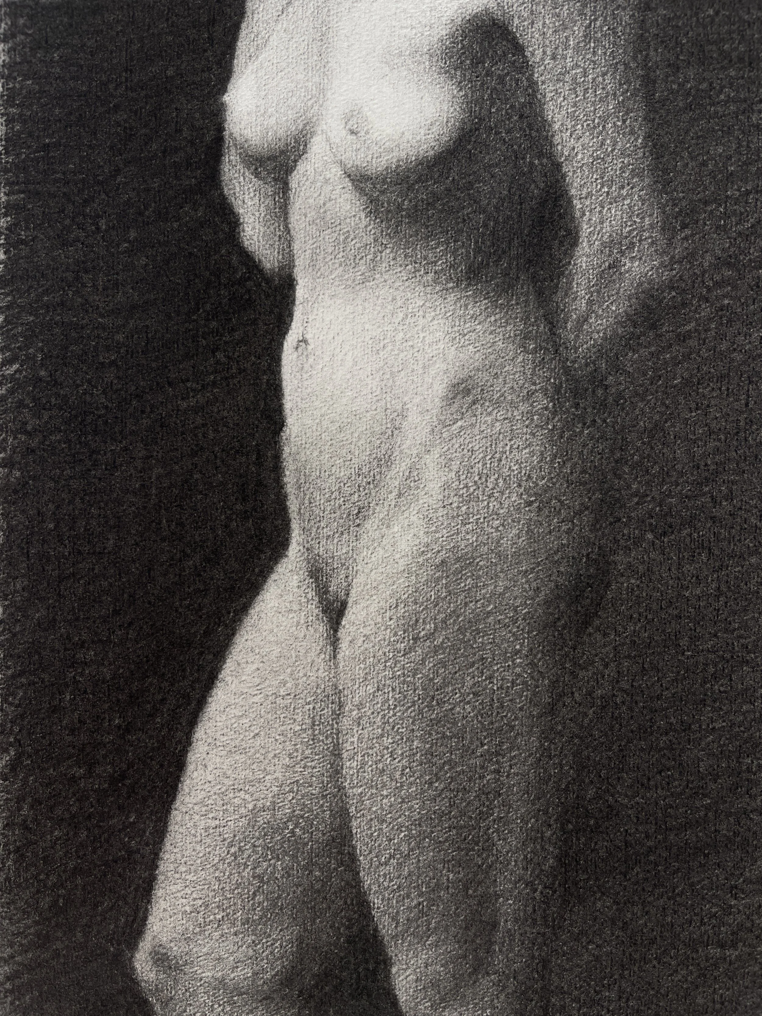 Charcoal figure drawing made in Florence, 2026