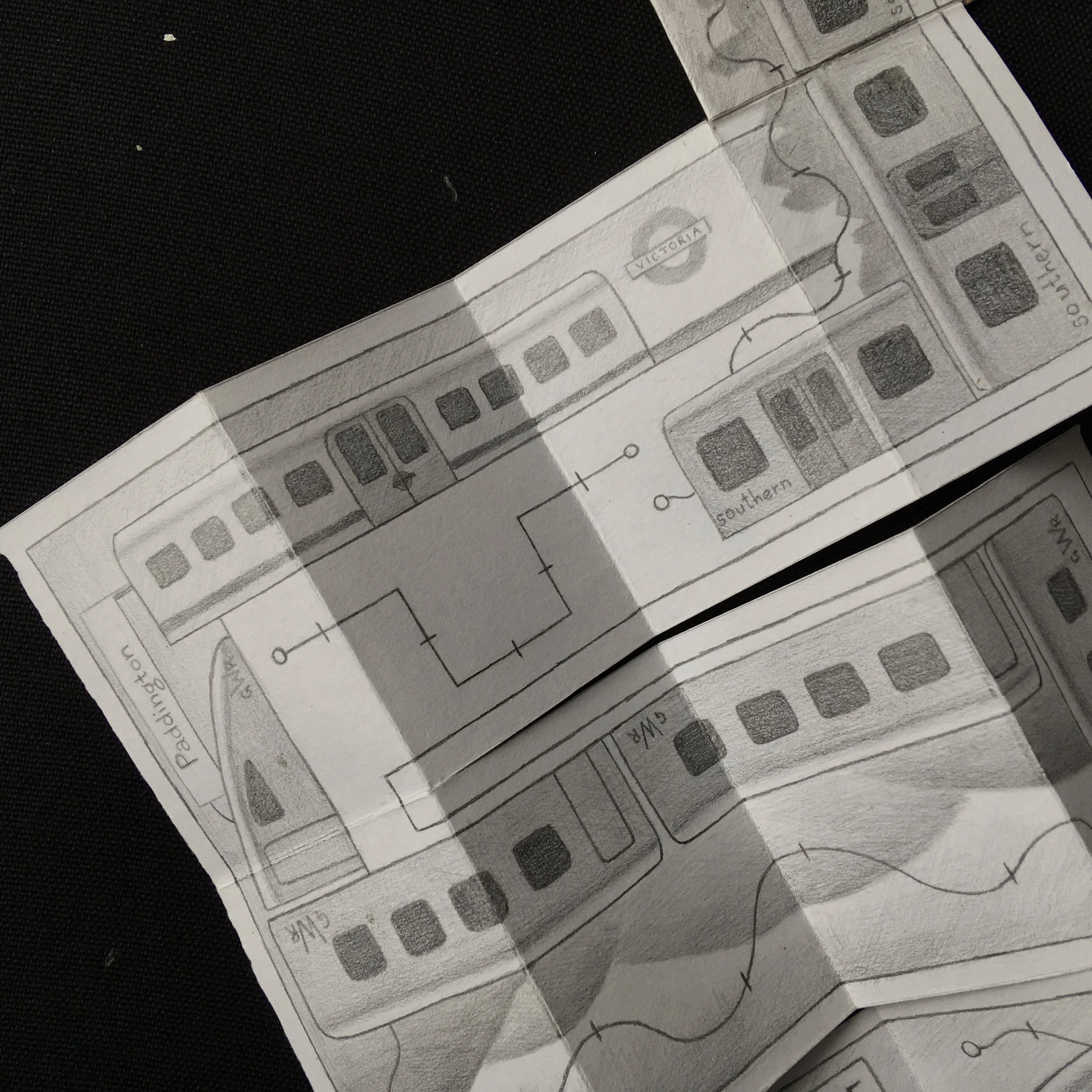 Pencil on paper illustrated short story of a train ride from Falmouth to London in the 2021 lockdown.