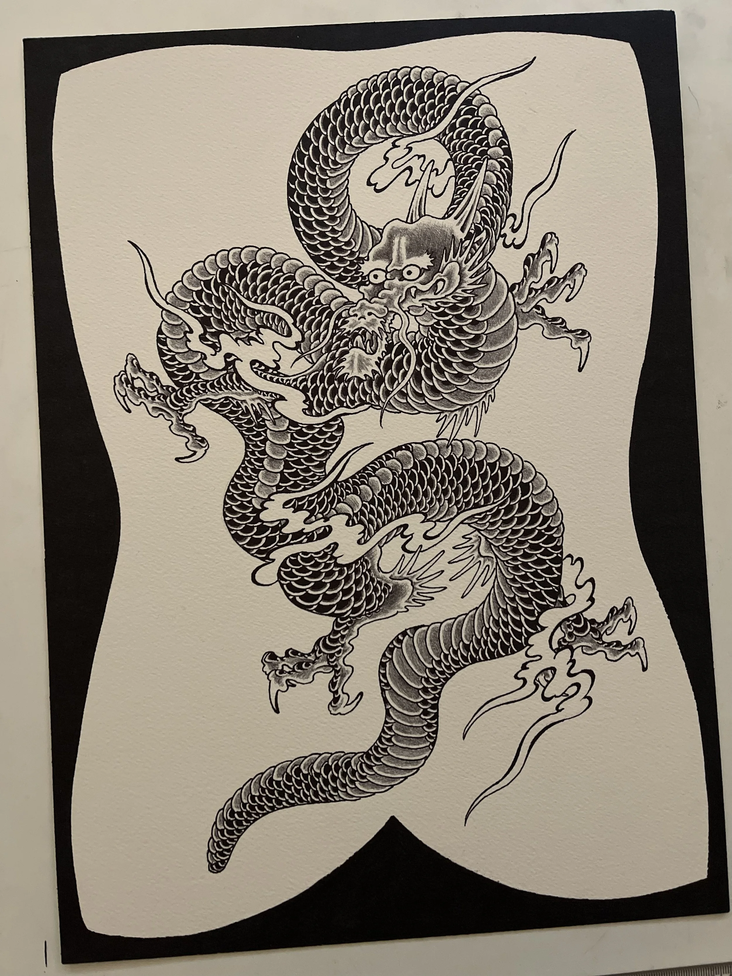 Dragon backpiece tattoo design.