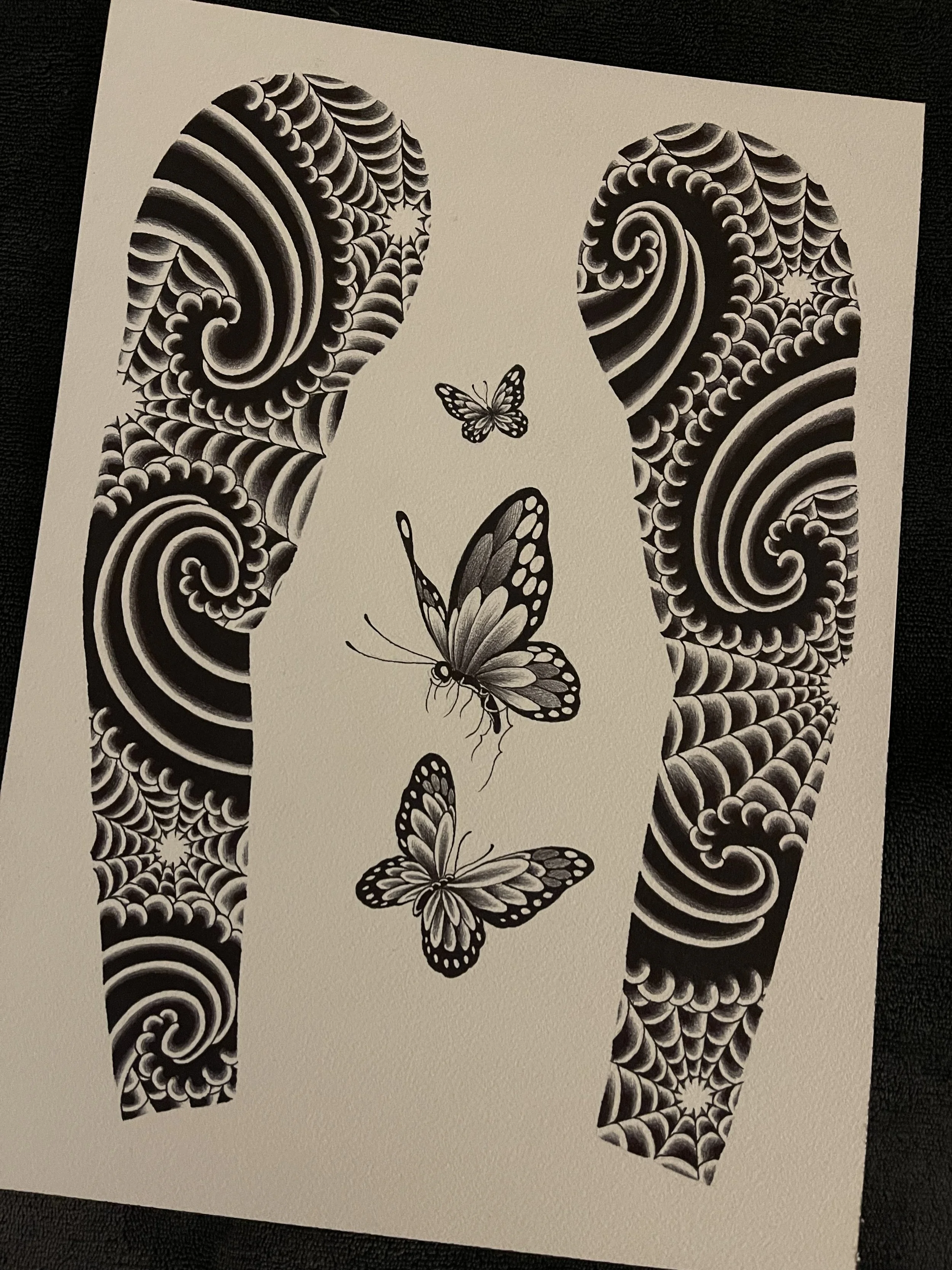japanese sleeves of clouds webs and butterflies tattoo design.jpg