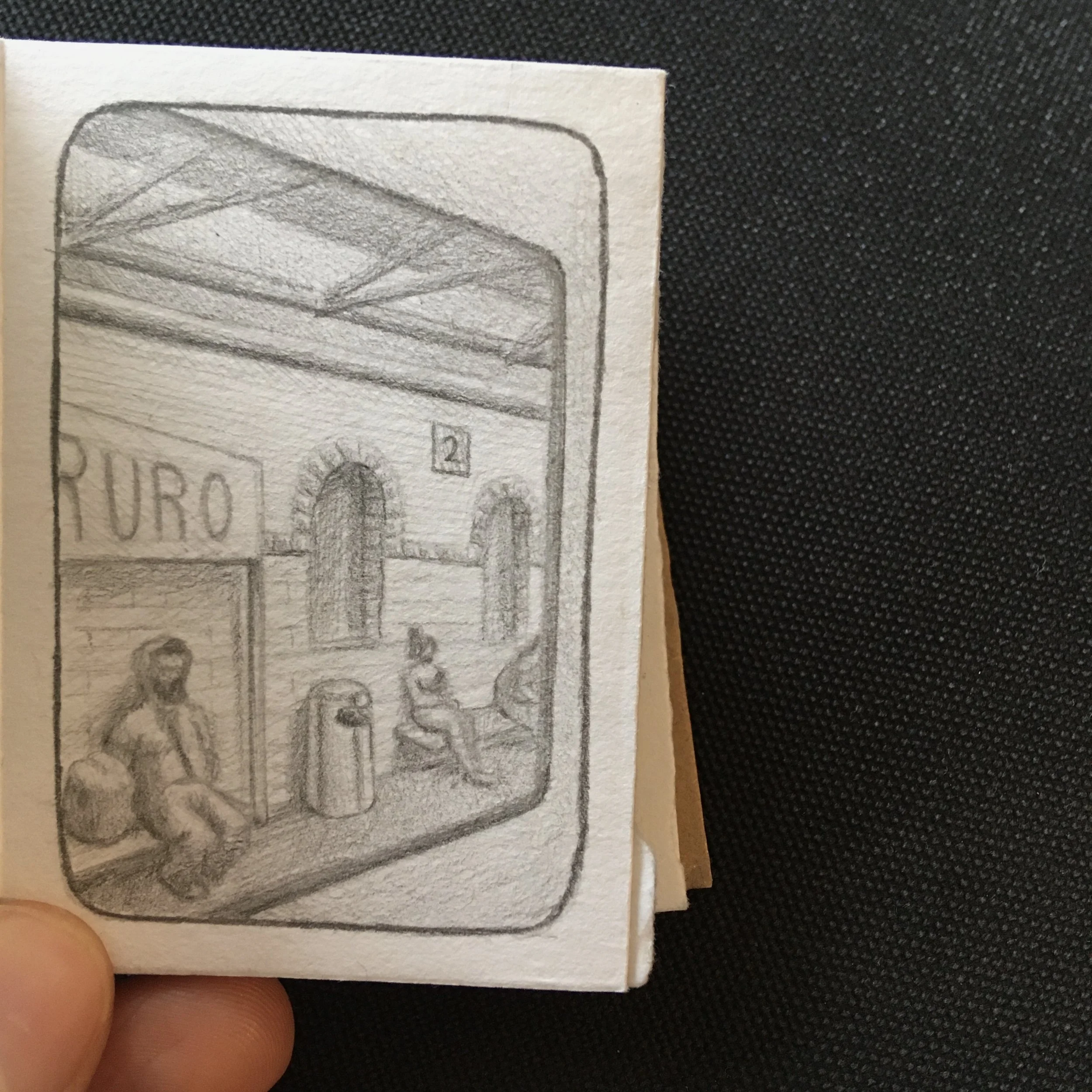 Pencil on paper illustrated short story of a train ride from Falmouth to London in the 2021 lockdown.