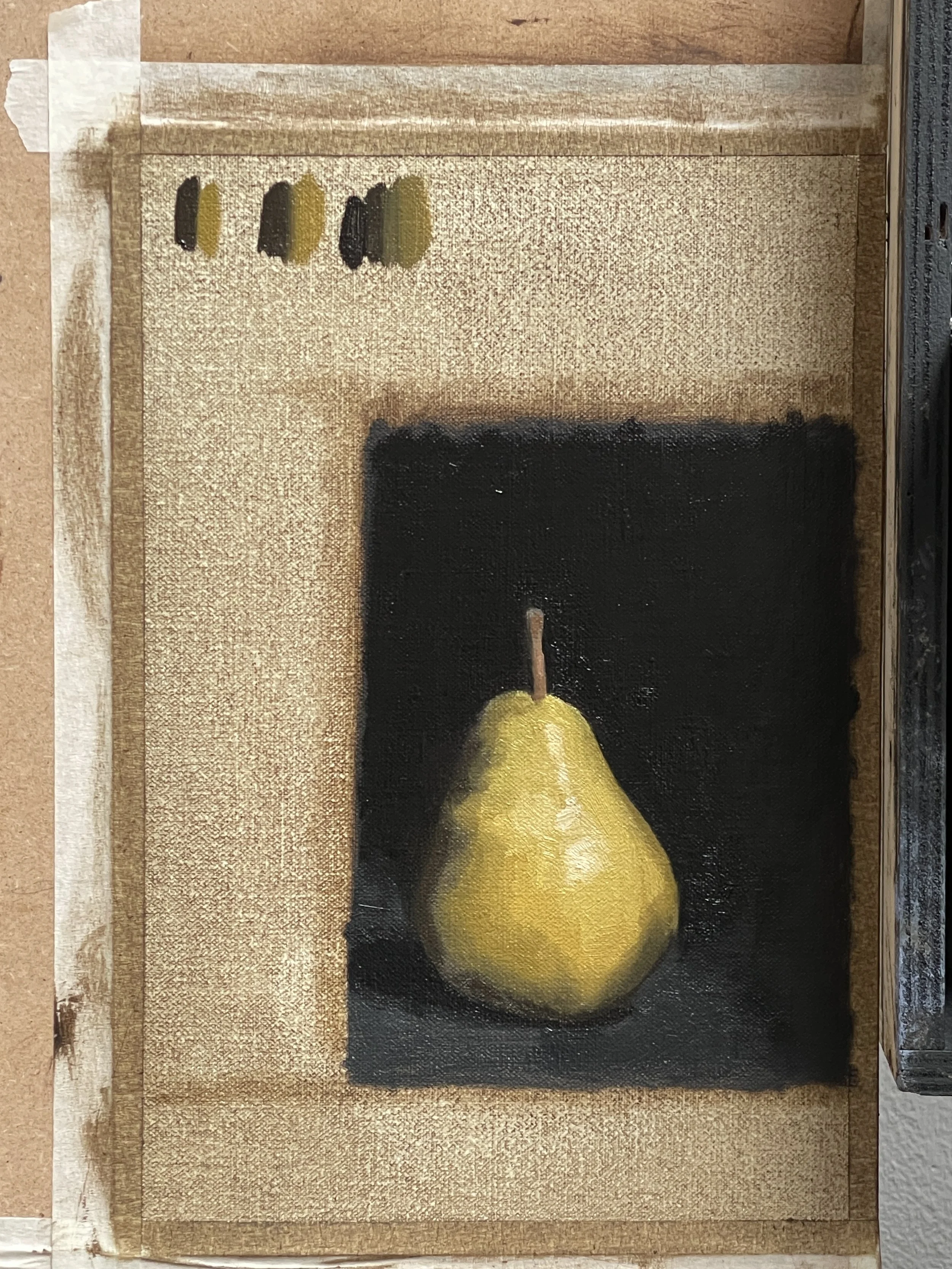 Oil painting of a pear 