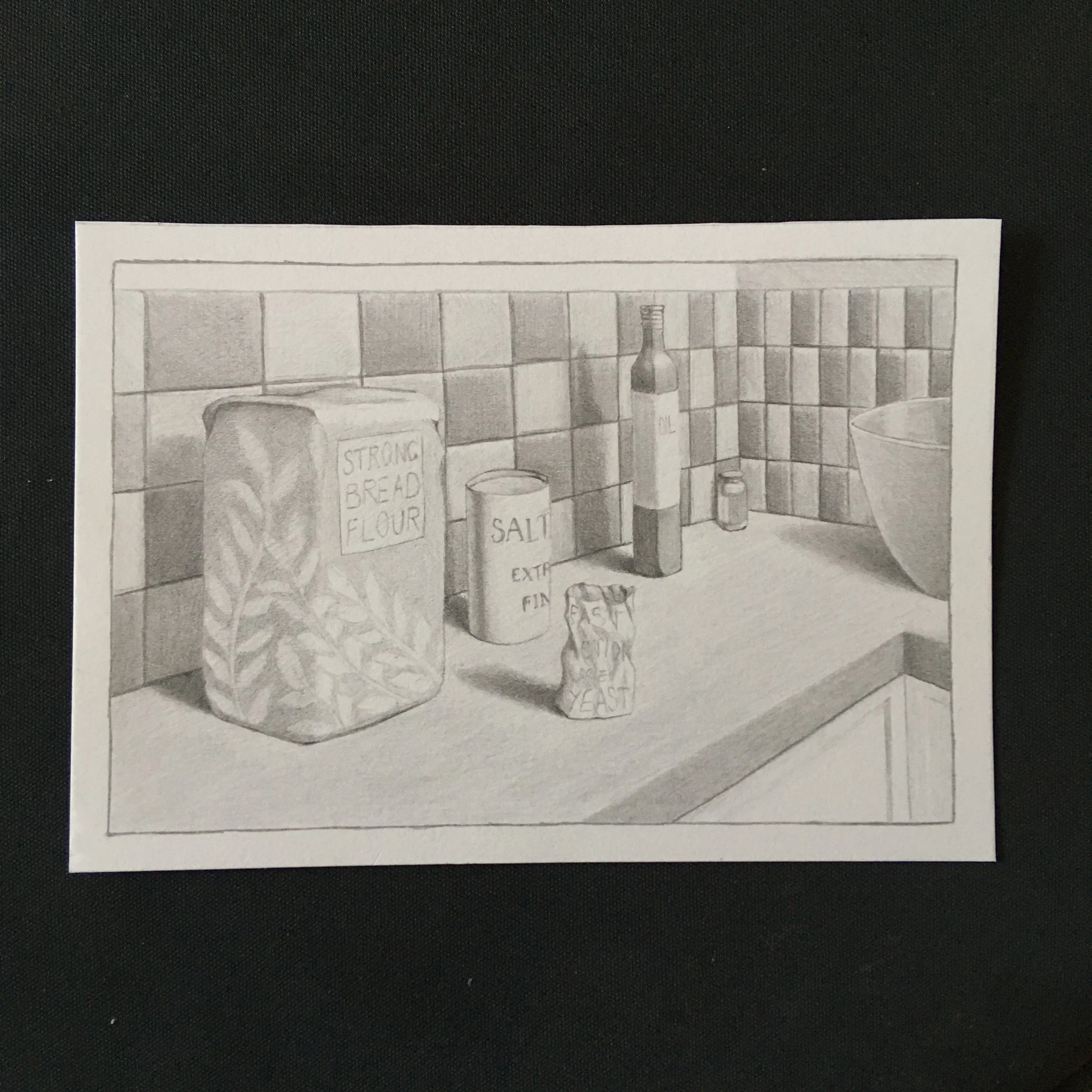 Short story (lockdown loaf). 1/5.
10x15cm.
Pencil.
2020.
