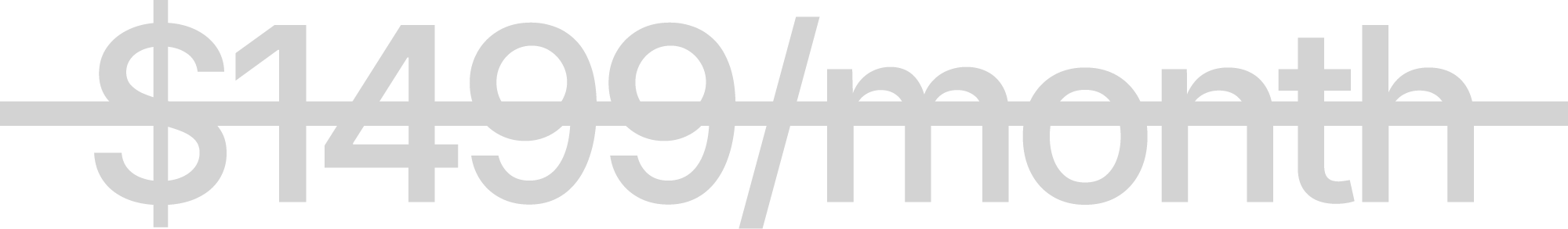 Large gray text displaying a dollar amount of $1499.00, with a black background.