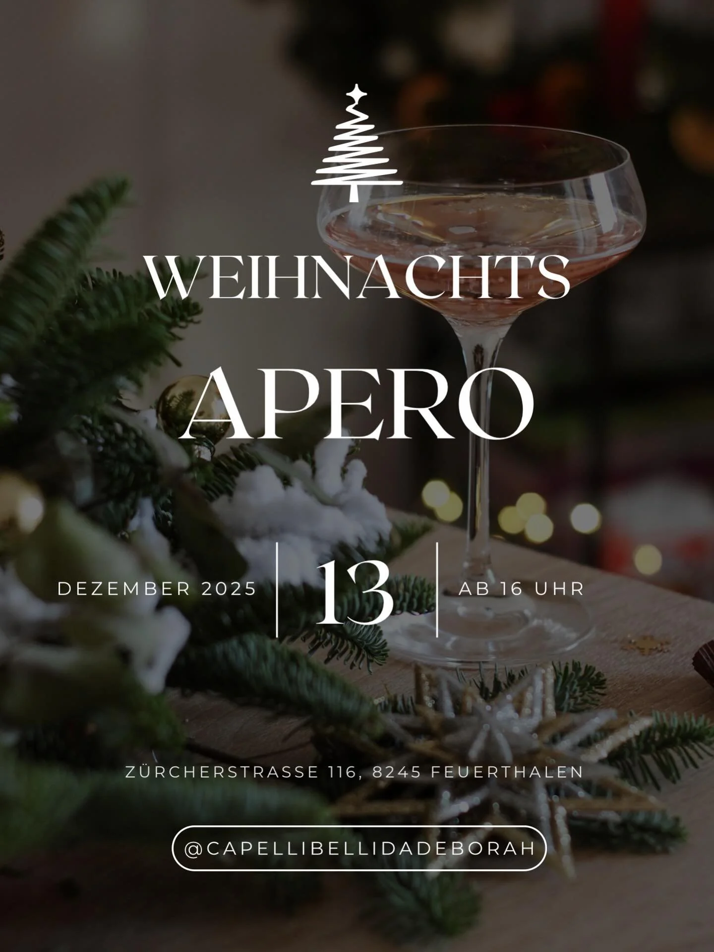 REMINDER.🥂

Wann: 13.12 ab 16:00
Wo: Im Salon ( Capelli Belli Da Deborah) 

Anmeldelink ist in der Bio.

Wir freuen uns auf dich. 💌