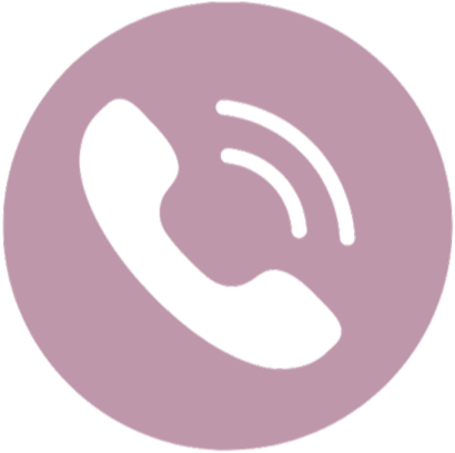 Icon of a telephone receiver on a purple circular background.