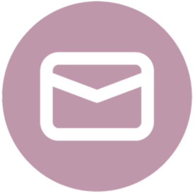 Email icon with a black outline inside a lavender circle.