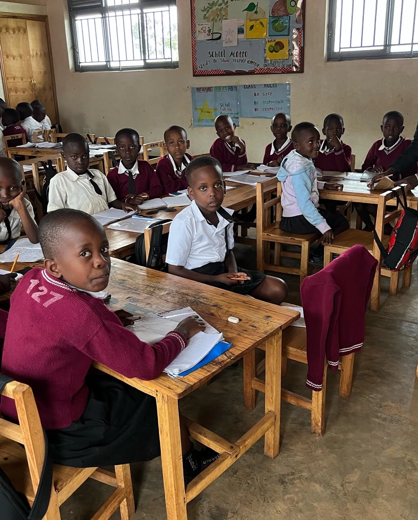 Students in classroom of Cindi's Hope Academy in Rwanda