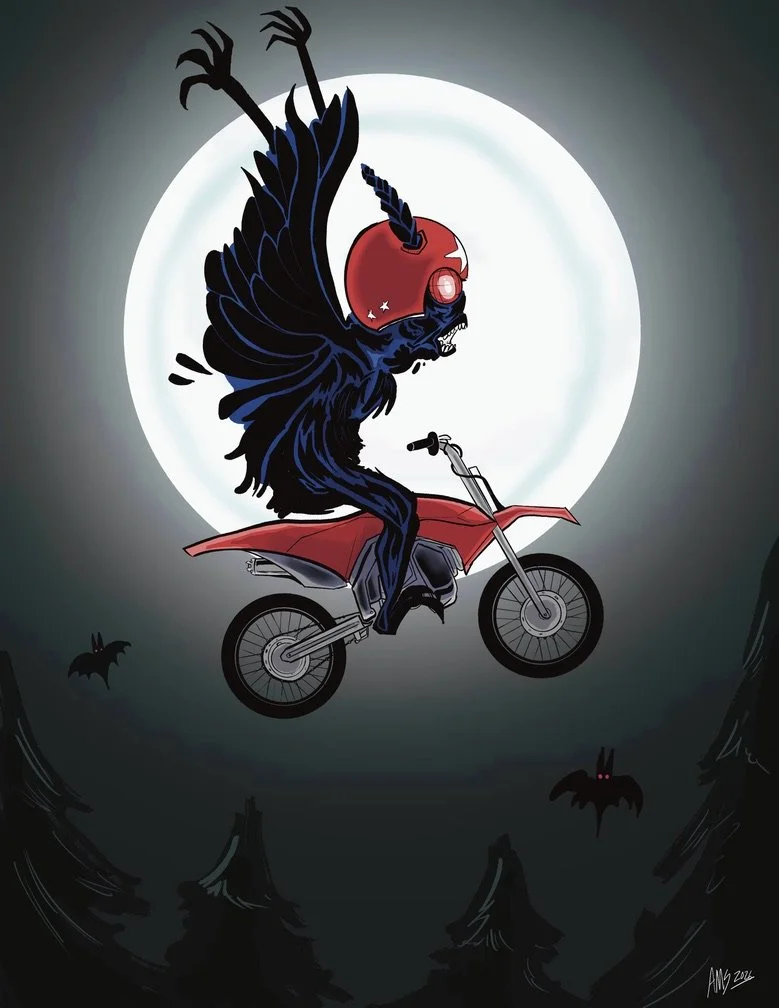 Mothman On A MotorCycle