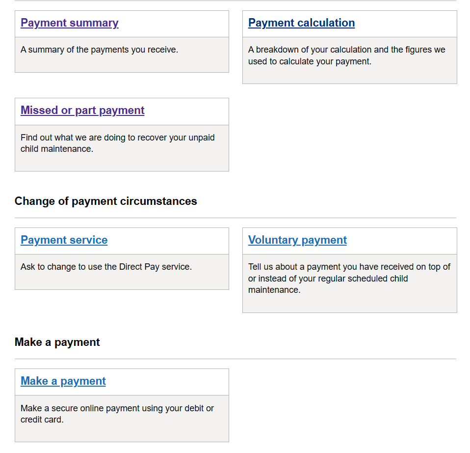 Payments screen