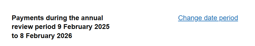 Change date period screen