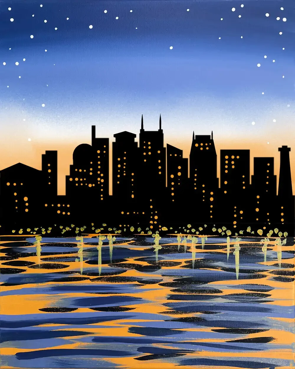 Nashville Skyline at Night Paint Party