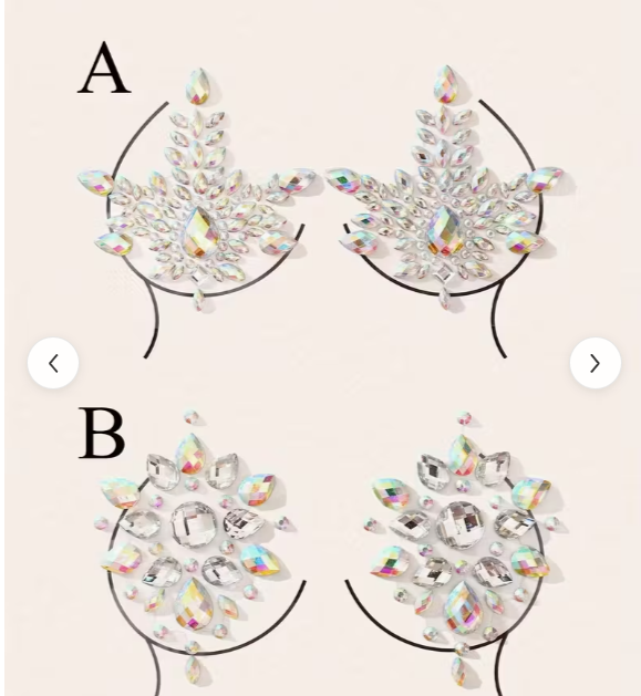 Rhinestone Floral Breast Petals