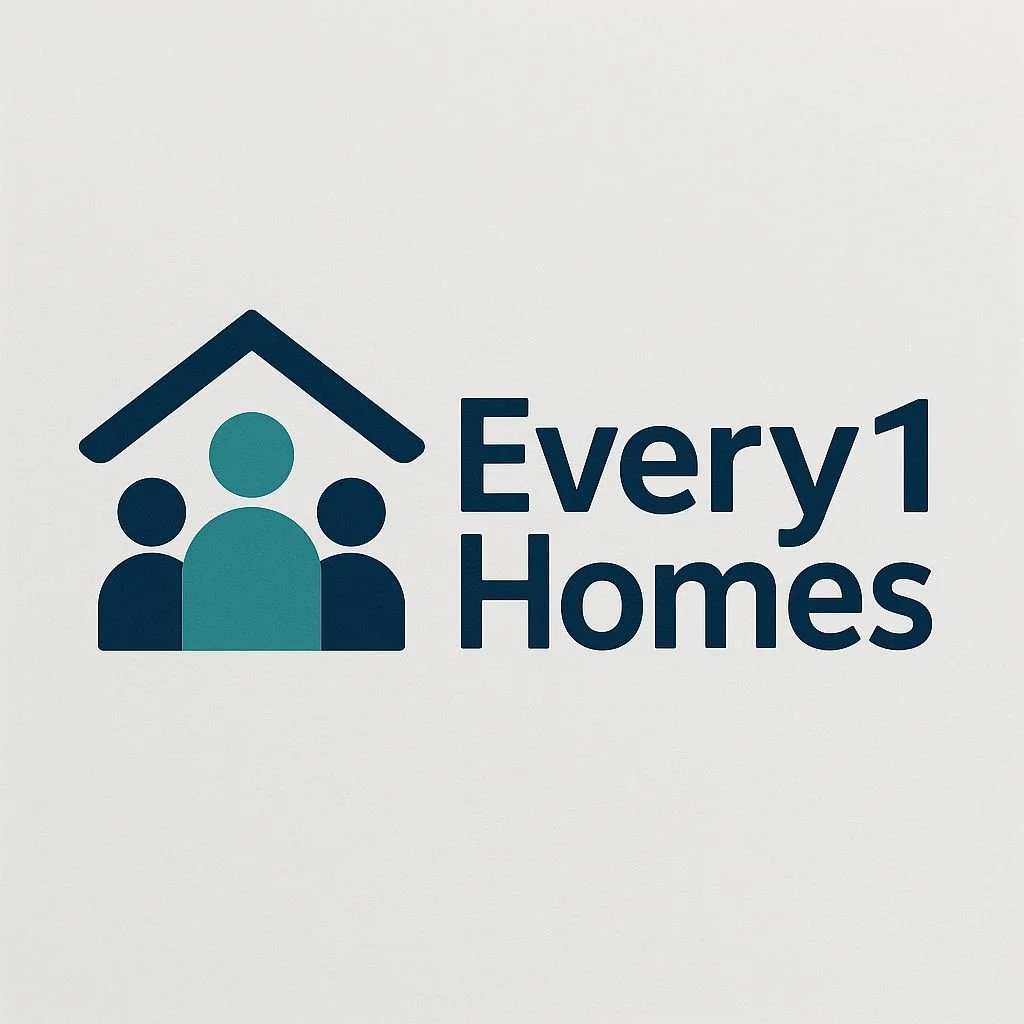 Logo of Every 1 Homes featuring a house with three stylized people inside and the company name.