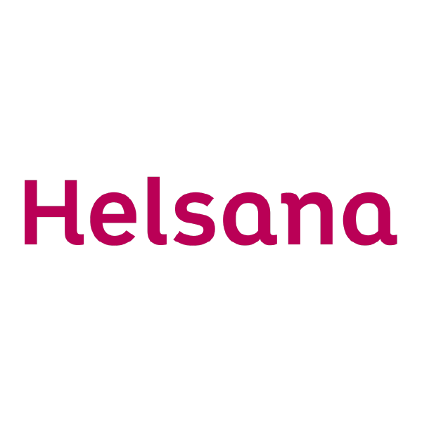 Logo avec le mot 'Helsana' en lettres roses sur fond noir.