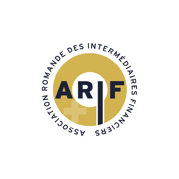 Logo de l'ARIF, Association Ronnaise des Intermédiaires Financiers, avec un cercle doré et les lettres ARIF en noir