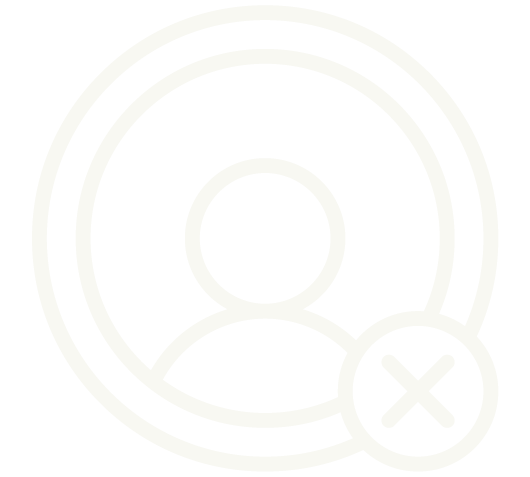 Icône représentant un utilisateur avec une croix, symbolisant la suppression ou la désactivation d'un compte ou d'une connexion.