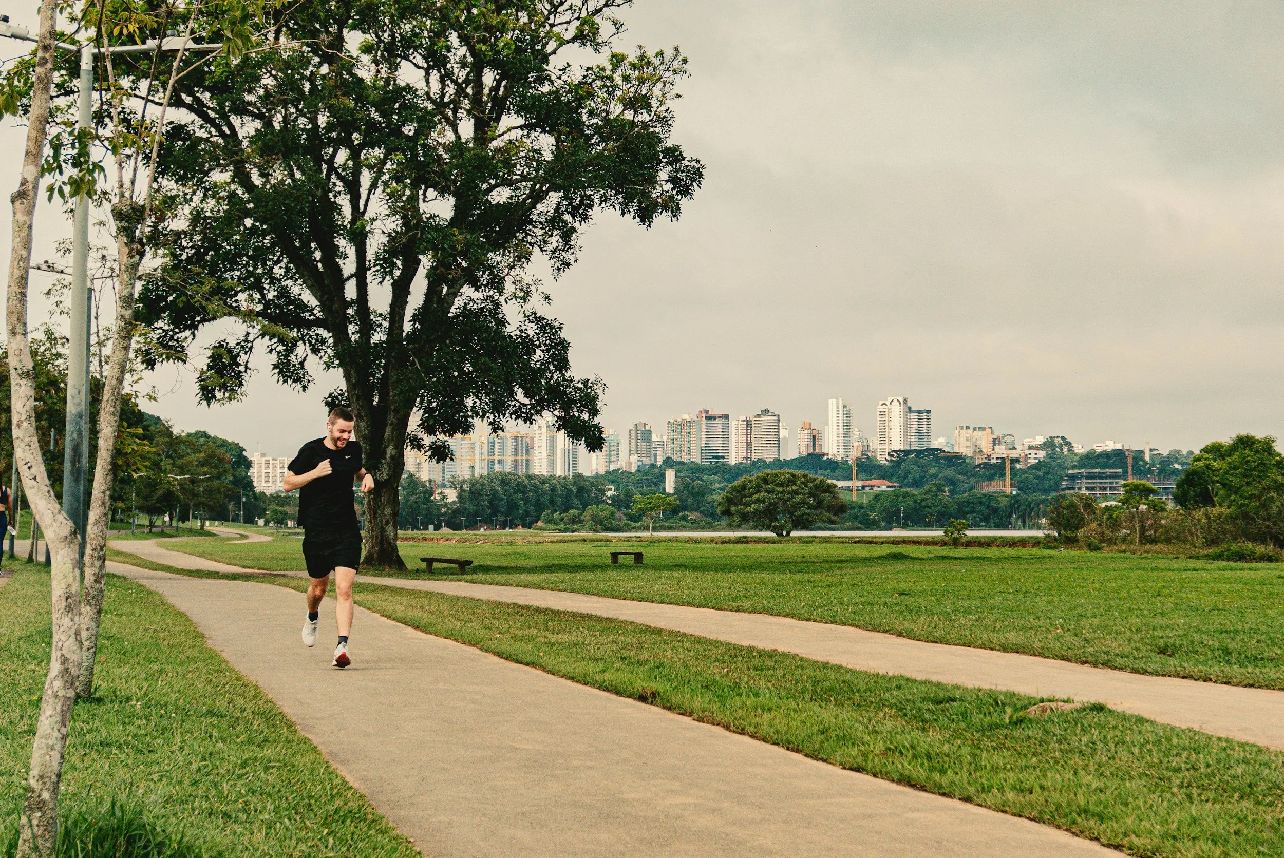 Man running outdoors in park