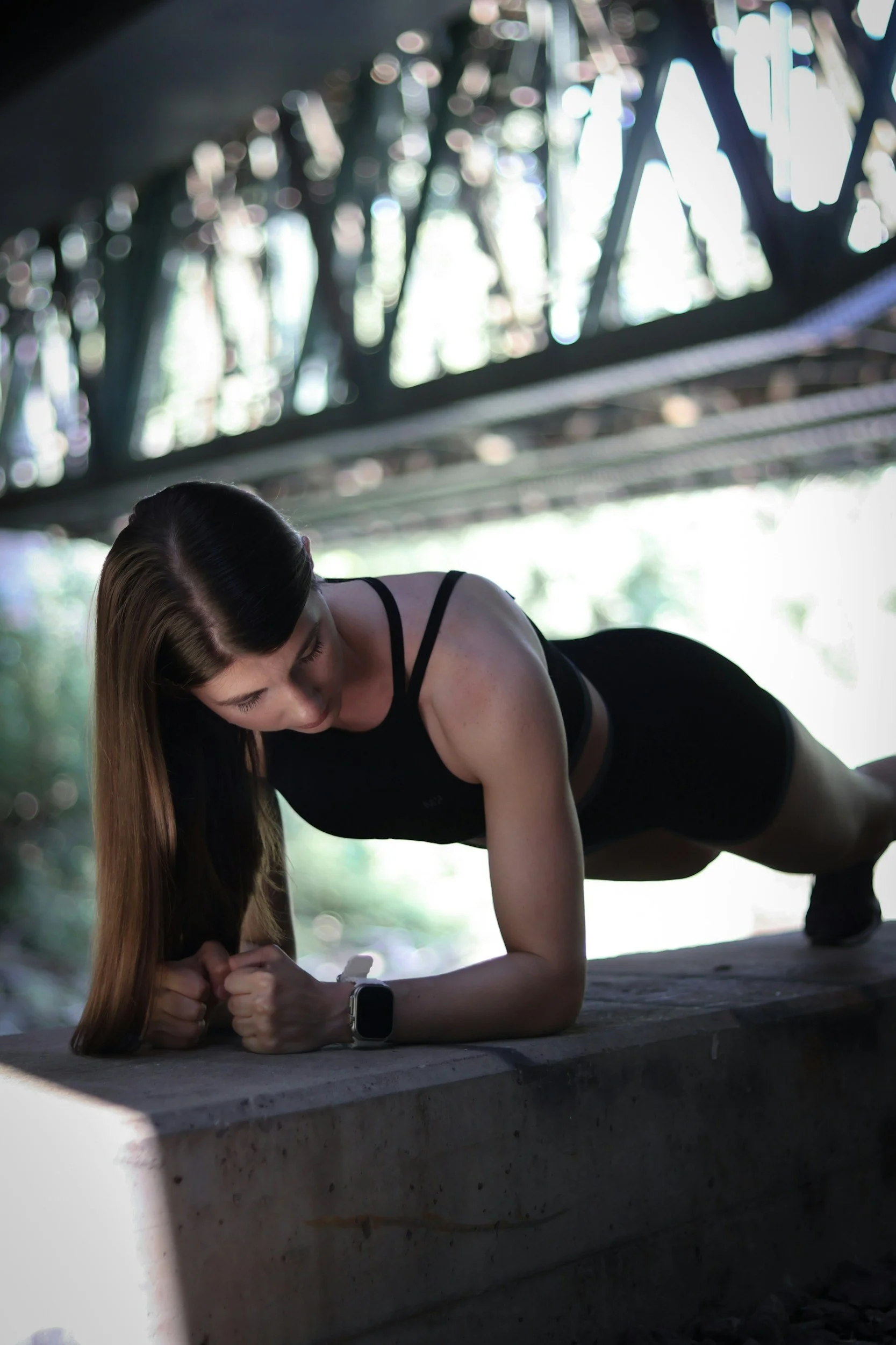 woman performing plank movement