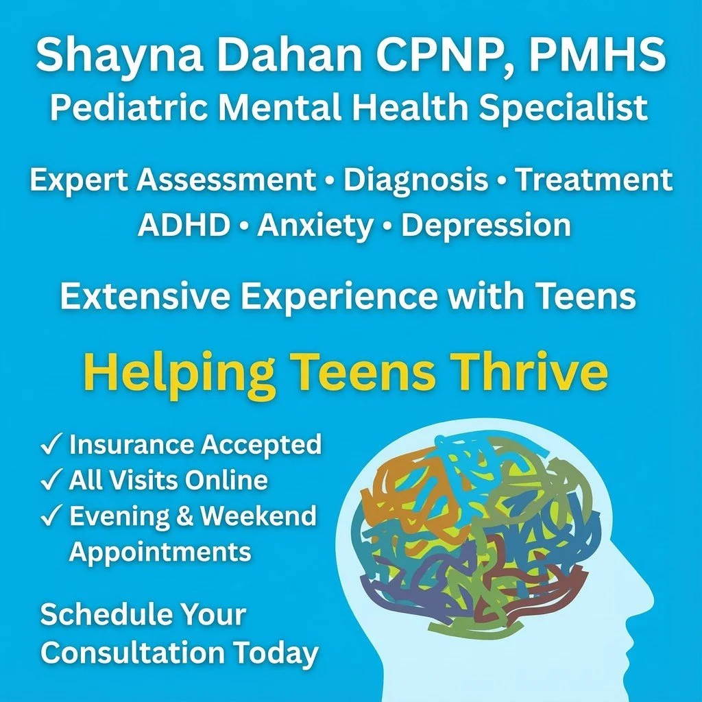 Stress-free mental health care for teens &amp; young adults 💬
I&rsquo;m Shayna Dahan, CPNP, PMHS at WeGotYou, providing virtual visits that fit your schedule &mdash; insurance accepted, evenings + weekends available, and online booking in seconds.
T